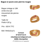 Bague or jaune 750 avec pierres rouges