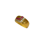Bague or jaune 750 avec pierres rouges