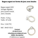Bague argent en forme de jonc avec boules