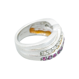 Bague argent ornée de 3 vagues de pierres