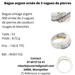 Bague argent ornée de 3 vagues de pierres