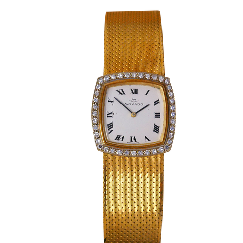 Montre Movado or jaune 750 et diamants