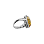 Bague argent 925 avec ambre chamarrée