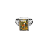 Bague argent 925 avec ambre chamarrée