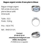 Bague argent ornée d'une pierre bleue