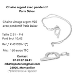 Chaîne argent avec pendentif Paris Dakar