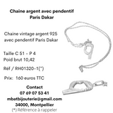Chaîne argent avec pendentif Paris Dakar
