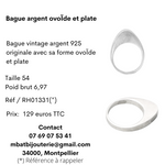 Bague argent ovoïde et plate