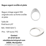 Bague argent ovoïde et plate