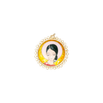 Pendentif or jaune 750, visage de femme en émaux