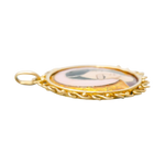 Pendentif or jaune 750, visage de femme en émaux