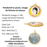 Pendentif or jaune 750, visage de femme en émaux