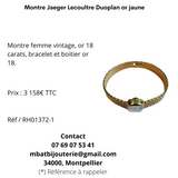 Montre Jaeger Lecoultre Duoplan or jaune