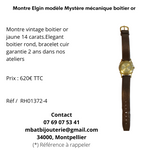 Montre Elgin modèle Mystère mécanique boitier or