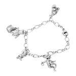 Bracelet argent avec figurines de dessins animés