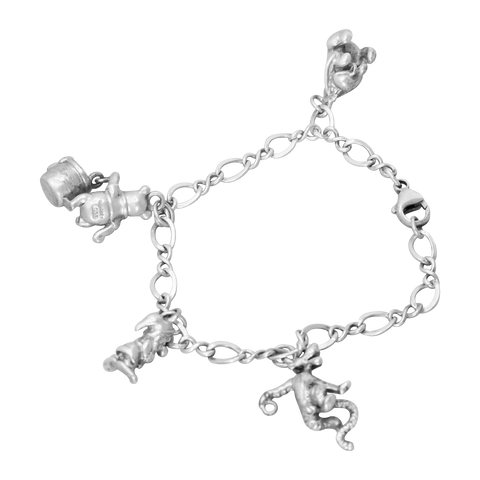 Bracelet argent avec figurines de dessins animés