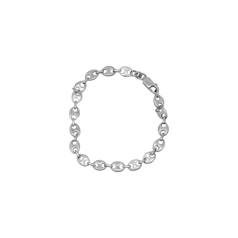 Bracelet argent mailles grains de café plates