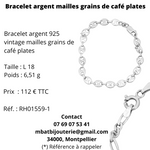 Bracelet argent mailles grains de café plates