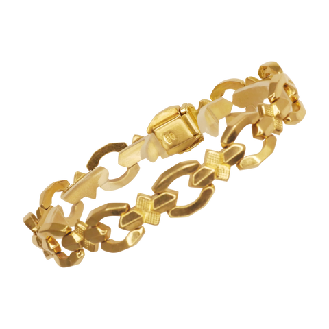 Bracelet or jaune 750 alternant des maillons différents