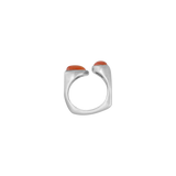 Bague argent carrée asymétrique avec ambre