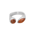 Bague argent carrée asymétrique avec ambre