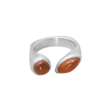 Bague argent carrée asymétrique avec ambre