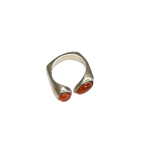 Bague argent carrée asymétrique avec ambre