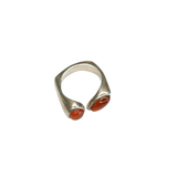 Bague argent carrée asymétrique avec ambre