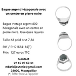 Bague argent héxagonale avec un centre en pierre noire