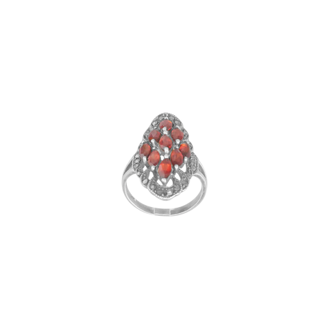 Bague argent marquise agrémentée de grenat
