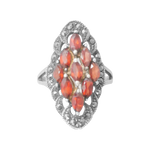 Bague argent marquise agrémentée de grenat