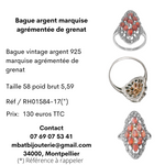 Bague argent marquise agrémentée de grenat