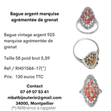 Bague argent marquise agrémentée de grenat