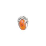 Bague argent 925 ornée d'une ambre avec incrustation