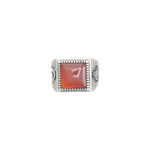 Chevalière argent homme ornée d'une pièce orange
