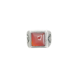 Chevalière argent homme ornée d'une pièce orange