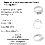 Bague en argent avec améthyste rectangulaire