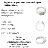 Bague en argent avec améthyste rectangulaire