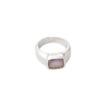 Bague en argent avec améthyste rectangulaire