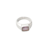 Bague en argent avec améthyste rectangulaire