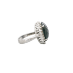 Bague en argent avec pierre noire à facettes