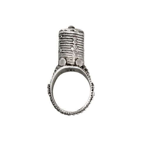Bague argent originale avec un cylindre de 2 cm de hauteur
