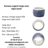 Anneau argent large avec lapis lazuli
