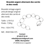 Bracelet argent alternant des carrés et des ronds