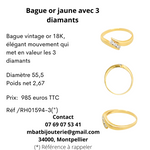 Bague or jaune avec 3 diamants