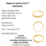 Bague or jaune 750 avec 7 diamants