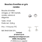 Boucles d'oreille or gris 750 rondes