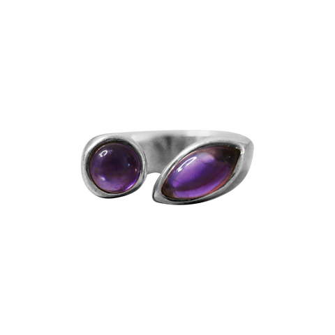 Bague argent originale 2 améthystes
