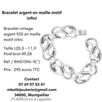 Bracelet argent en maille motif infini