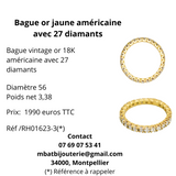 Bague or jaune américaine avec 27 diamants